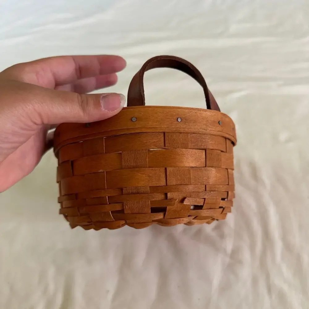 Vintage Longaberger Round ~6 inch Basket Handles Cottagecore 90s 1991